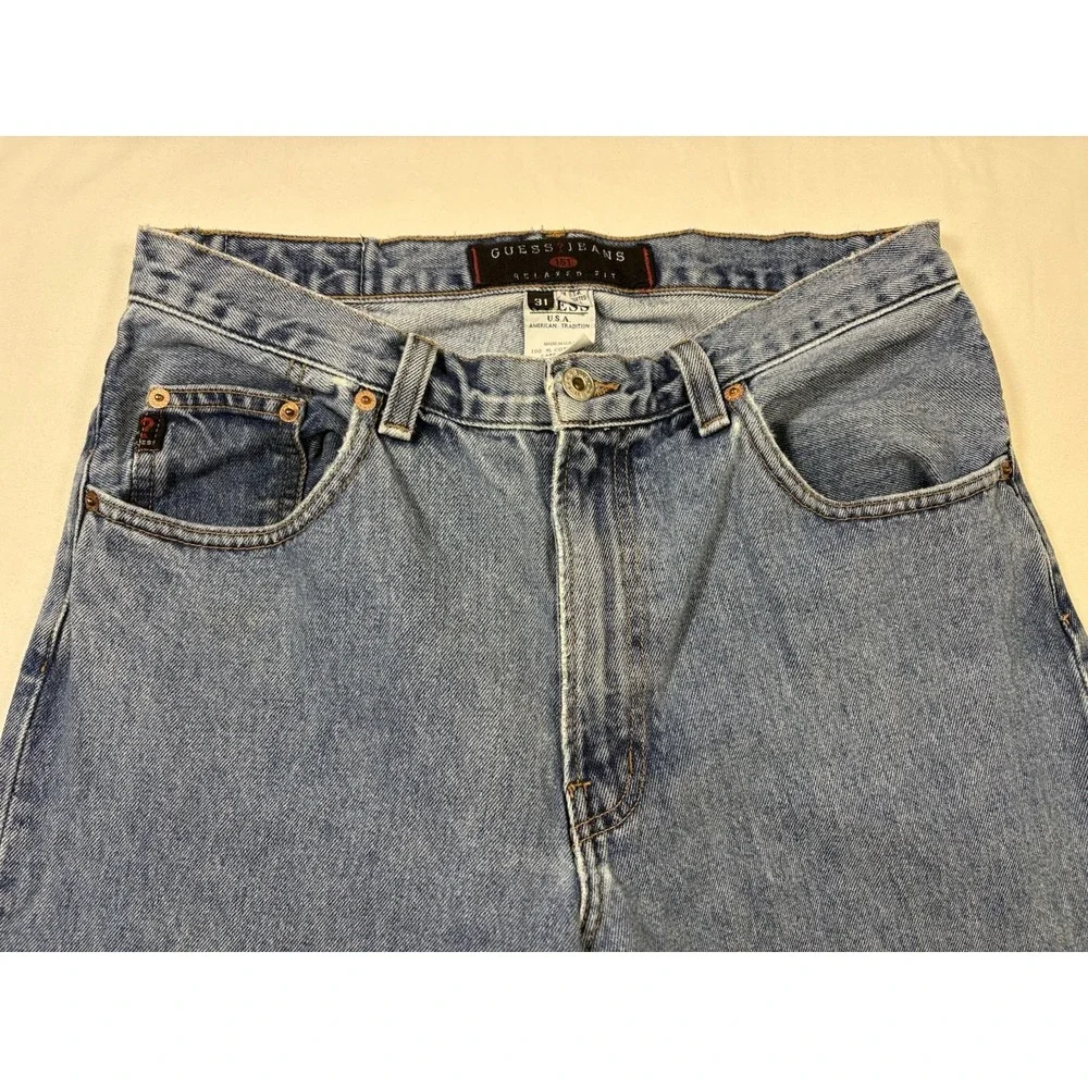 Vintage 90s Guess Jeans 151 Relaxed Fit 31x32 Made in USA Blue Denim Baggy